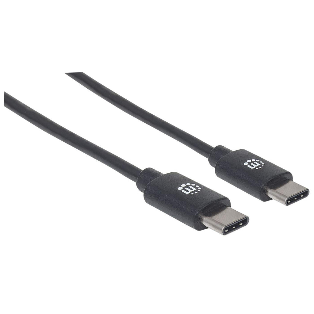 Manhattan Cable USB-C a USB-C, 1 m, macho a macho, 480 Mbps (USB 2.0), 3 A (carga rápida), negro, garantía de por vida, equivalente a USB2CC1M Cable USB 2.0 USB C USB C Macho