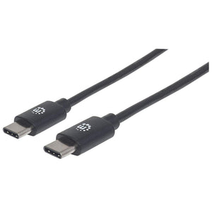 Manhattan Cable USB-C a USB-C, 3 m, macho a macho, 480 Mbps (USB 2.0), negro, garantía de por vida, equivalente a USB2CC3M Cable USB 2.0 USB C USB C Macho