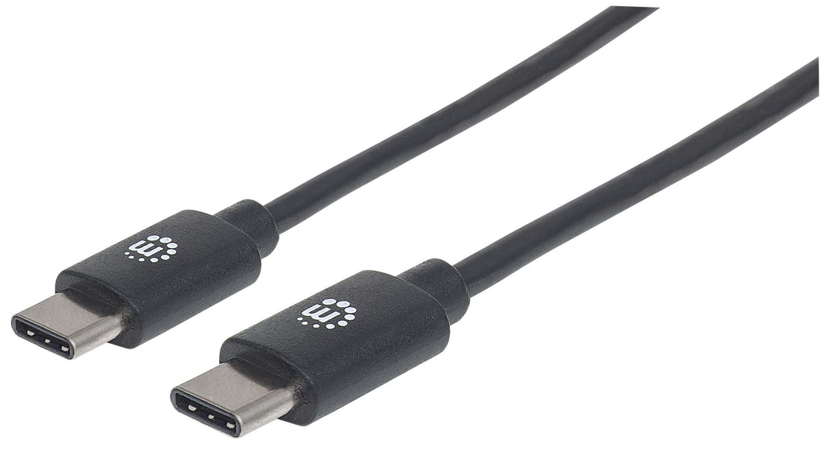 Manhattan Cable USB-C a USB-C, 2 m, macho a macho, 480 Mbps (USB 2.0), 3 A, negro, garantía de por vida, equivalente a USB2CC2M Cable USB 2.0 USB C USB C Macho