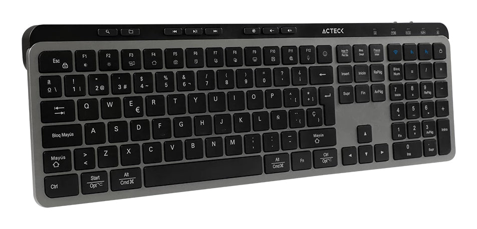 Acteck Inspire Krea TI755 teclado Hogar / Oficina RF inalámbrico + bluetooth QWERTY Español Negro, Gris