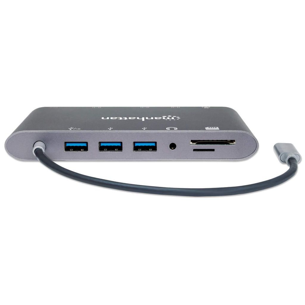 Manhattan Docking Station USB-C SuperVelocidad 7 en 1 Laptop Alámbrico USB 3.2 Gen 1 (3.1 Gen 1) Type-C 3 1
