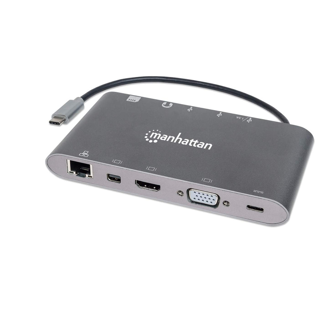 Manhattan Docking Station USB-C SuperVelocidad 7 en 1 Laptop Alámbrico USB 3.2 Gen 1 (3.1 Gen 1) Type-C 3 1