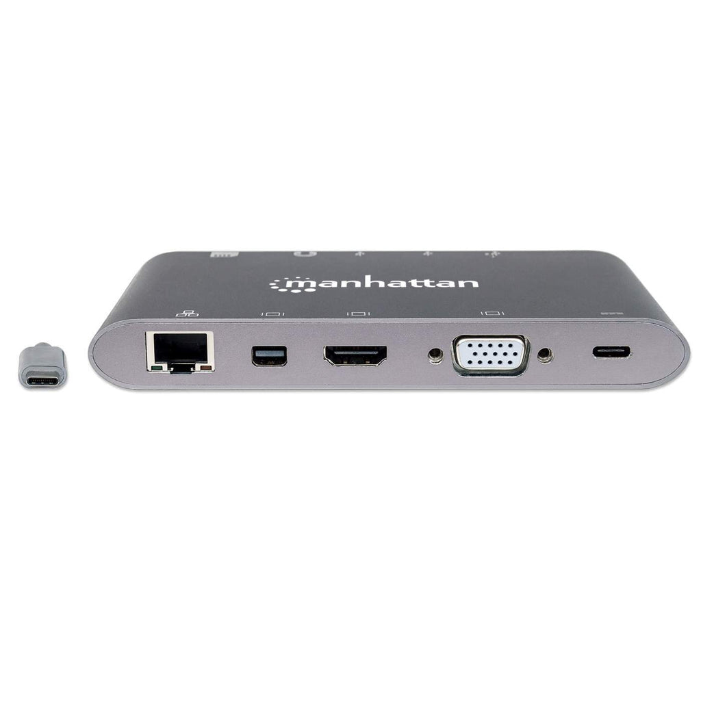 Manhattan Docking Station USB-C SuperVelocidad 7 en 1 Laptop Alámbrico USB 3.2 Gen 1 (3.1 Gen 1) Type-C 3 1