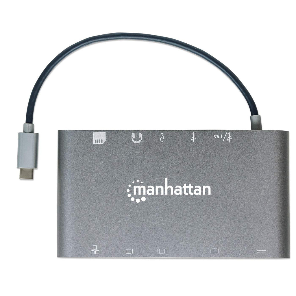 Manhattan Docking Station USB-C SuperVelocidad 7 en 1 Laptop Alámbrico USB 3.2 Gen 1 (3.1 Gen 1) Type-C 3 1