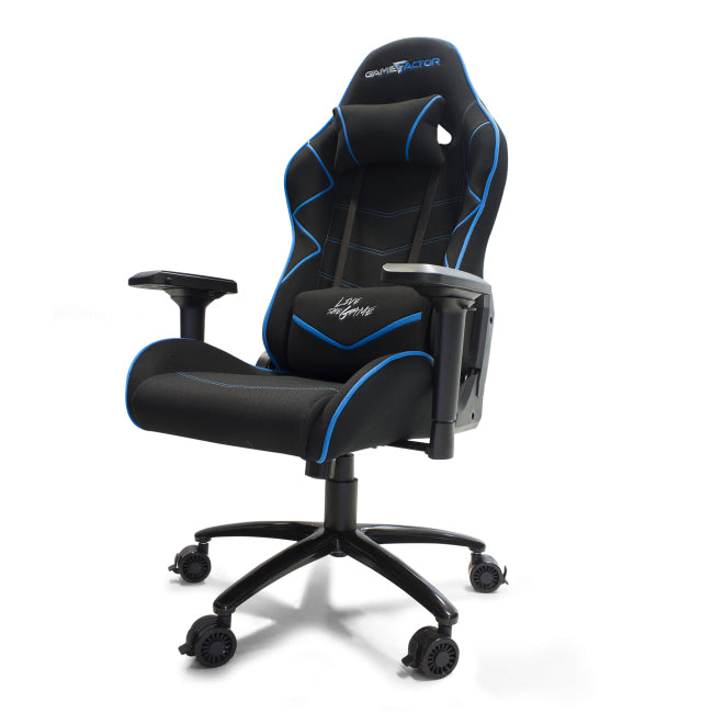 Silla Game Factor CGC600 Tela Reclinable con Descansa Brazos 4D Estrella Metálica Color Azul-Negro