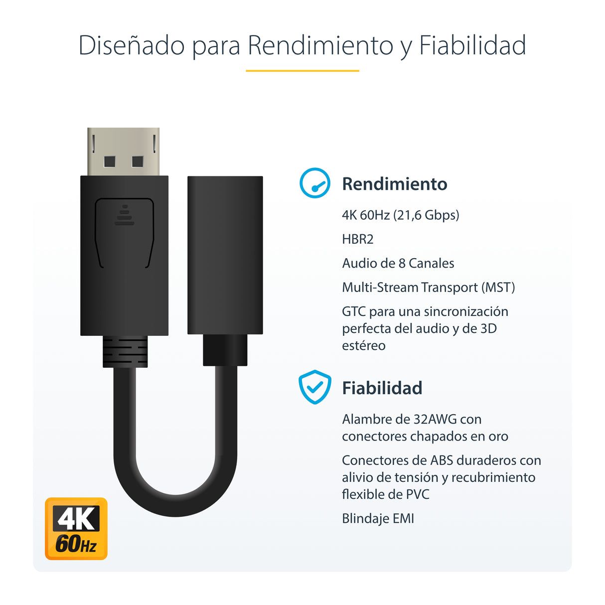 StarTech.com Cable de 15cm DisplayPort a Mini DisplayPort - de Vídeo 4K x 2K UHD - Cable de Extensión DP a mDP 1.2 Cable Derecho Derecho Níquel 1.2