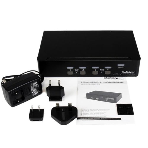 StarTech.com Conmutador Switch KVM 4 puertos Vídeo DisplayPort DP Hub Concentrador USB 2.0 Audio - 2560x1600 Interruptor