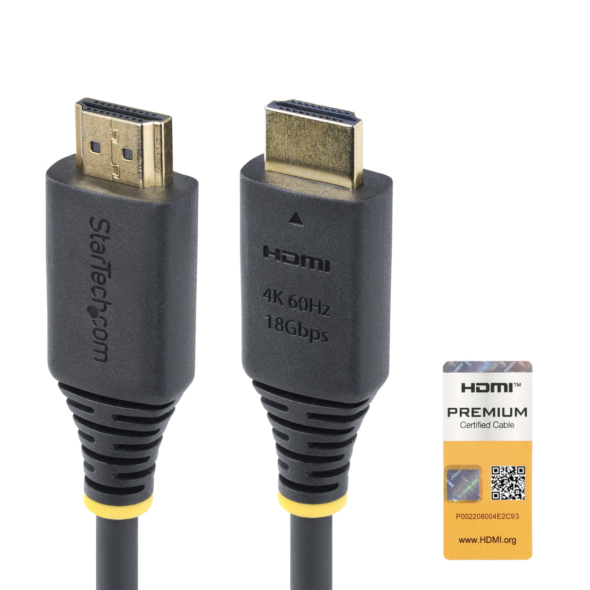 StarTech.com Cable HDMI Premium Certificado de Alta Velocidad de 50cm - 4K 60Hz - 144Hz - UHD - HDR10/HDCP 2.2/ARC - 18G