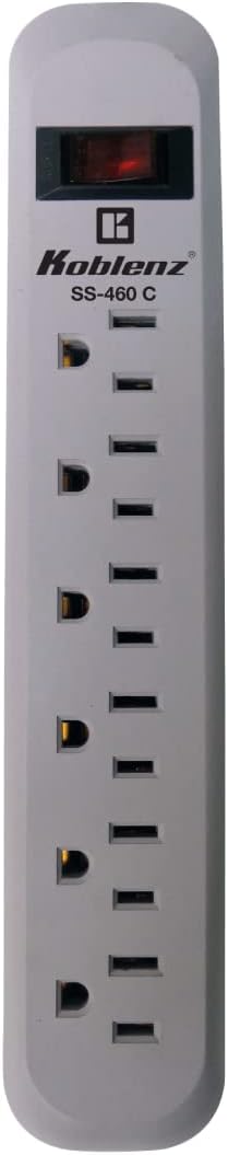 Supresor de Picos - Koblenz SS-460-C, 460 Joules, 6 Contactos Aterrizados Switch ON/OFF - SKU: 00-5342-00-1 FullOffice.com