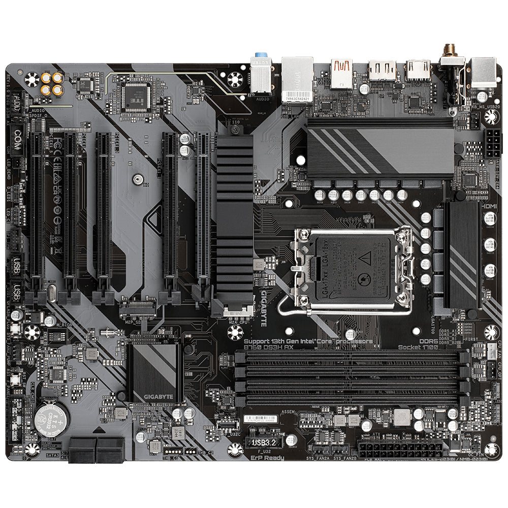 GIGABYTE B760 DS3H AX Placa Base - Compatible con procesadores Intel Core de 14ª generación, VRM digital de 8+2+1 fases, hasta 7600MHz DDR5 (OC), 2x PCIe 4.0 M.2, Wi-Fi 6E, LAN GbE, USB 3.2 Gen 2x2 placas base Intel LGA 1700 LGA 1700 DDR5-SDRAM