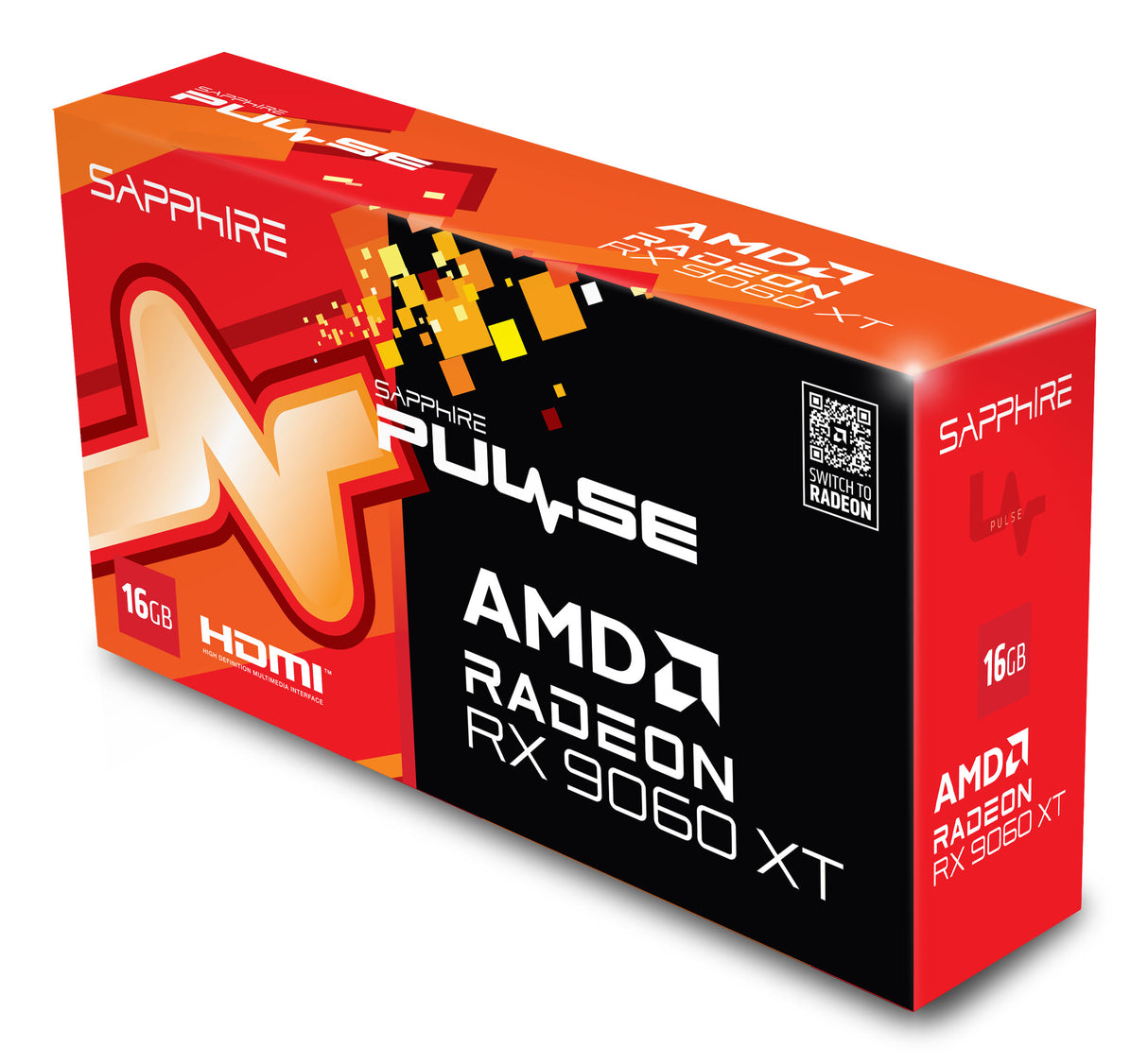 Sapphire PULSE AMD Radeon RX 9060 XT 16GB GPU GDDR6, 128 Bit, 7680 x 4320 Pixeles, PCI Express x16 5.0