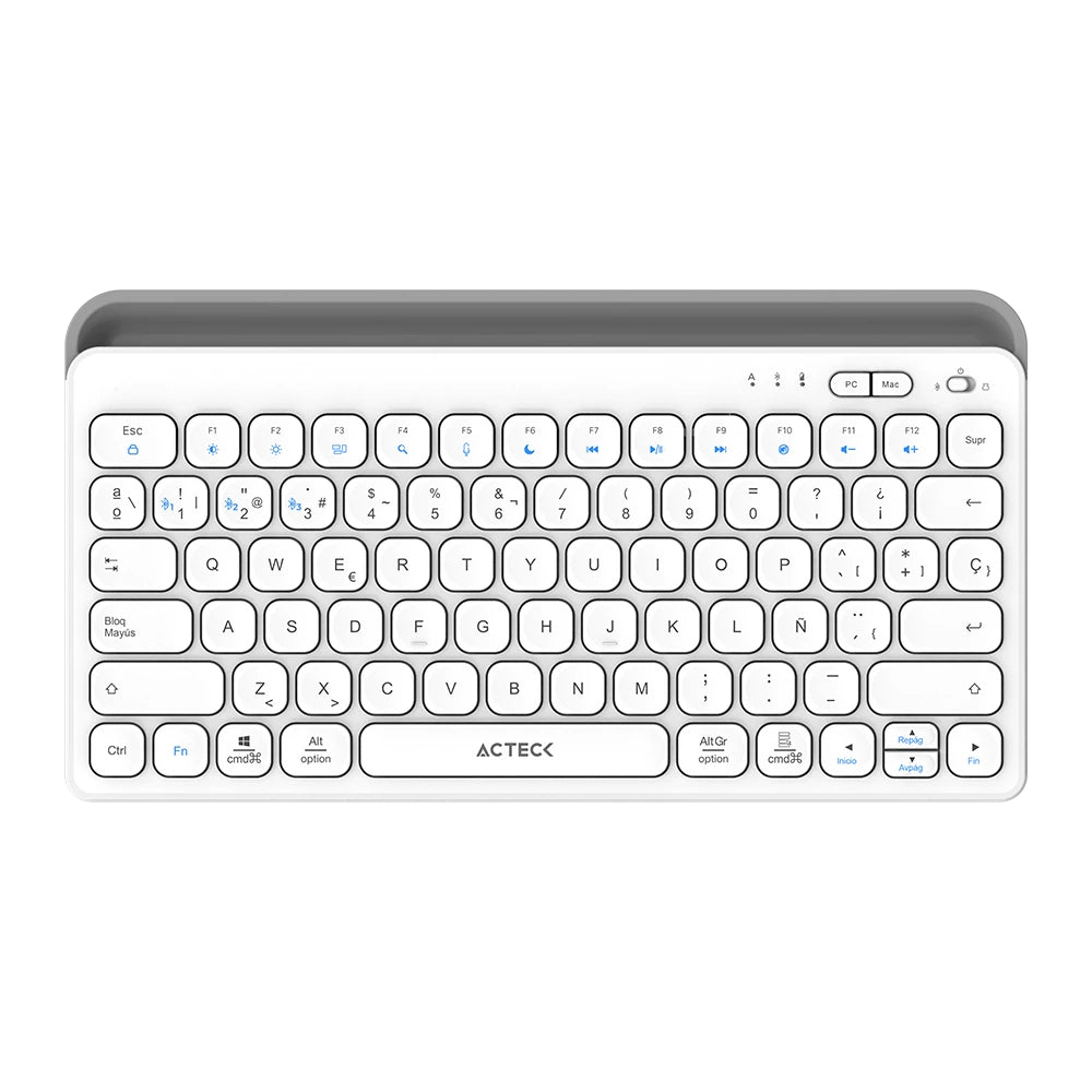 Acteck Inspire Trek TI737 teclado Universal RF Wireless + Bluetooth Español Gris, Blanco