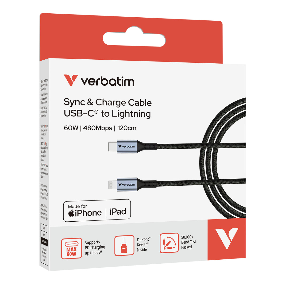 Verbatim 31844 Cable 1,2 m Lightning USB C Macho
