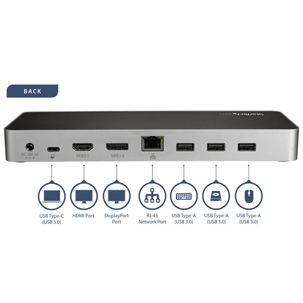 StarTech.com DK30CHDDPPD Laptop Alámbrico USB 3.2 Gen 1 (3.1 Gen 1) Type-C 4 Si