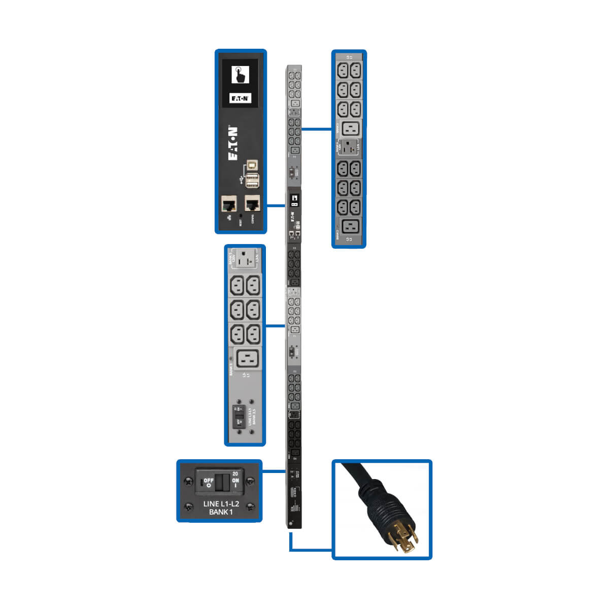 Tripp Lite PDU3EVN6L2130 PDU Trifásico Monitoreable de 8.6kW, Tomacorrientes de 208V / 240V (36 C13, 6 C19 y 3 5-15/20R)