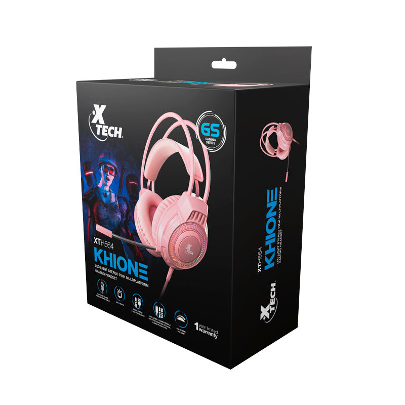 Xtech XTH-564 audífono y auriculare Auriculares Alámbrico Diadema Juego Rosa, 20 - 20000 Hz, 298 g