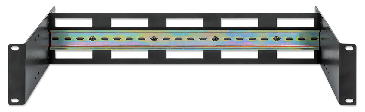 Intellinet Kit rail DIN réglable 19", 2U, pour équipements sur rail DIN chapeau, profondeur réglable 48–174 mm, aluminium, noir RAL 9005, garantie trois ans Rack Carril de rack Negro Aluminio 9 kg