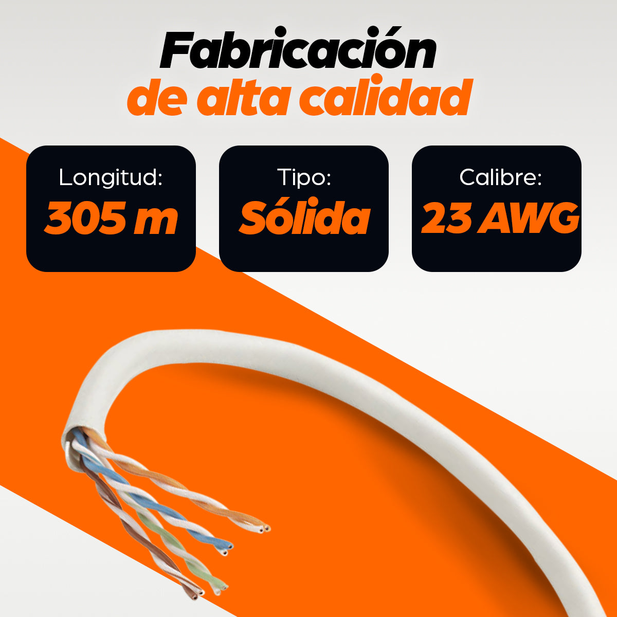 BOBINA INT CAT 6 CCA 305M SOLIDA GRIS (COBRE CON ALUMINIO)