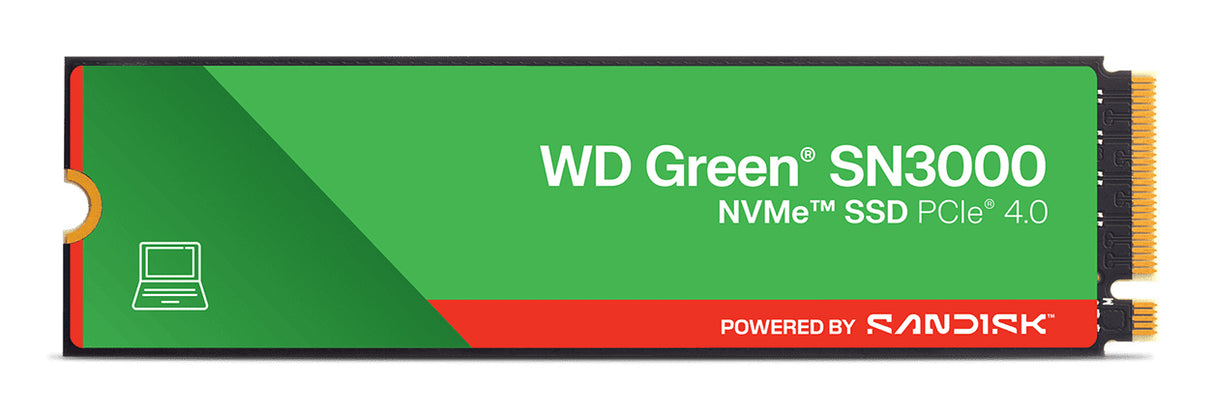 WD SSD Interno Green SN3000 1TB M.2 2280 NVMe PCIe Gen4, 5000 MB/s Lectura, 4200 MB/s Escritura