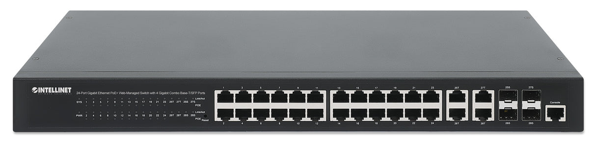 Intellinet Commutateur réseau (switch) Gigabit Ethernet PoE+ 24 ports administrable via le Web avec 4 ports combo Base-T