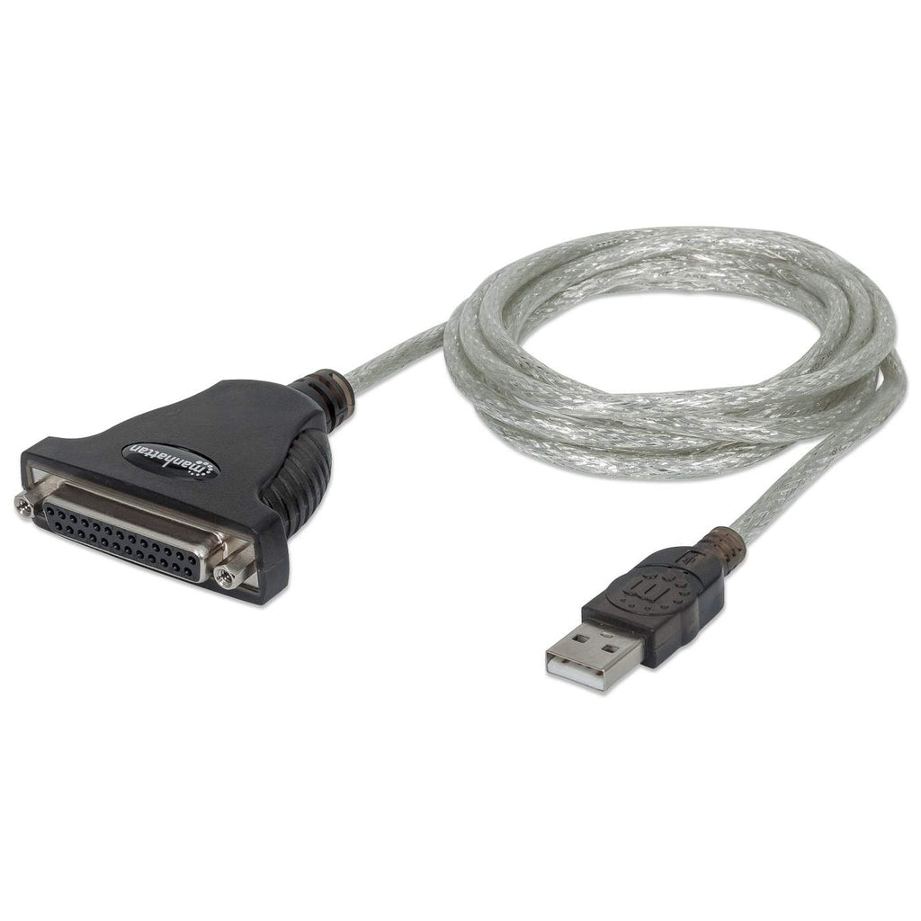 Manhattan Convertidor para Impresora de USB Full-Speed a Paralelo DB25 Cable Negro, Plata USB A Parallel; 25-pin 1,8 m