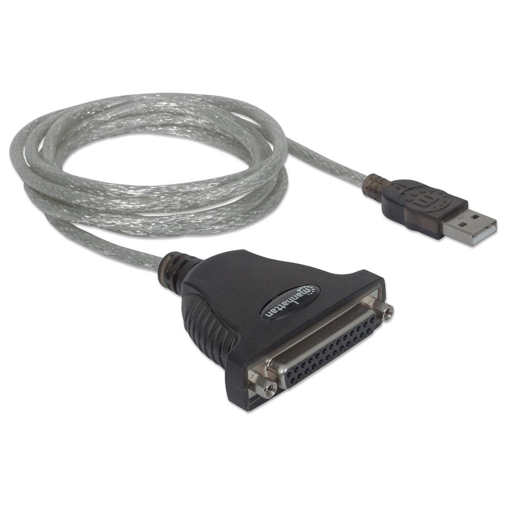 Manhattan Convertidor para Impresora de USB Full-Speed a Paralelo DB25 Cable Negro, Plata USB A Parallel; 25-pin 1,8 m