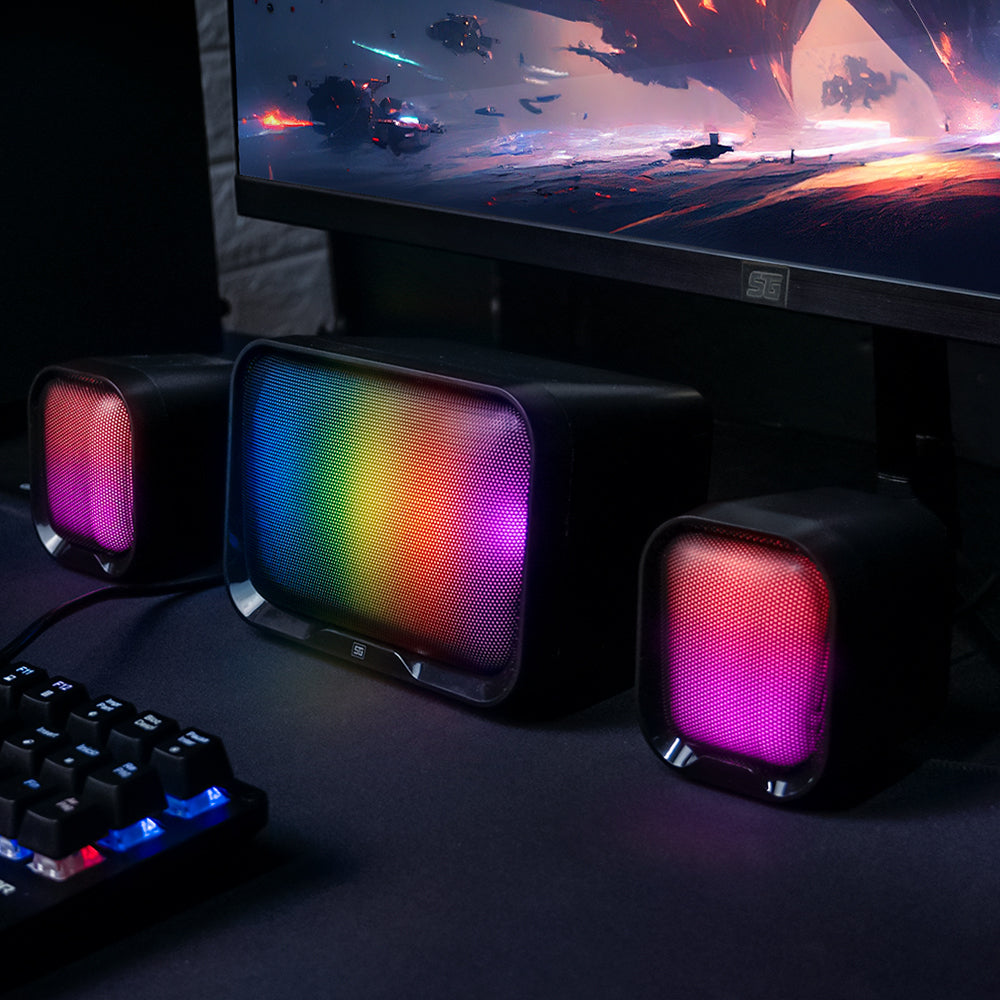 BOCINAS START THE GAME SPK-255 2.1 USB/3.5MM 3W*2 + 10W SUBWOOFER RGB