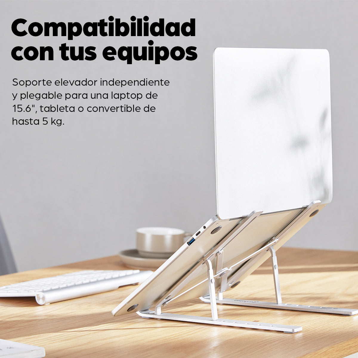 462600 - Manhattan 462600 Laptop Soporte para ordenador portátil Aluminio Aluminio, Silicona, Acero 39,6 cm (15.6")