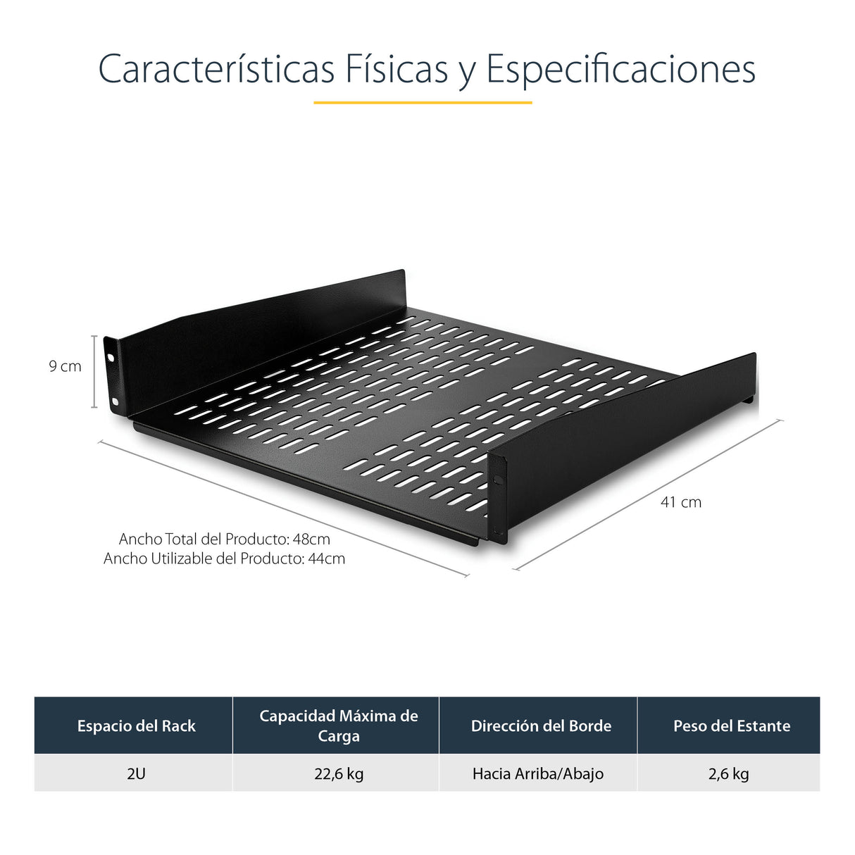 StarTech.com Estante Bandeja Ventilado Cantilever para Armario Rack de Servidores 2U Profundidad Fija - 22kg