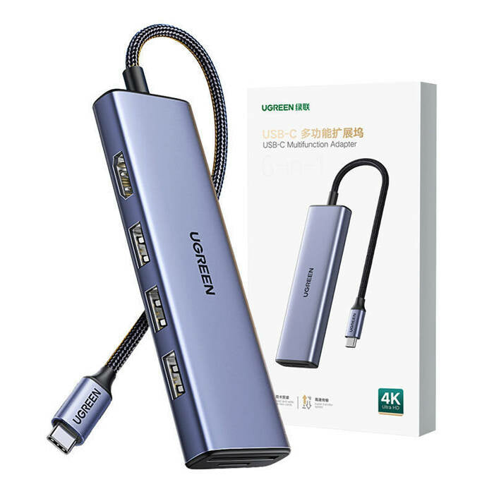 Ugreen 20956A hub de interfaz USB Tipo C 5000 Mbit/s Plata