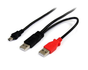 StarTech.com Cable de 1,8m USB 2.0 en Y para Discos Duros Externos - Cable Mini B a 2x USB A Cable USB 2.0 Mini-USB B 2 x USB A Macho/Macho