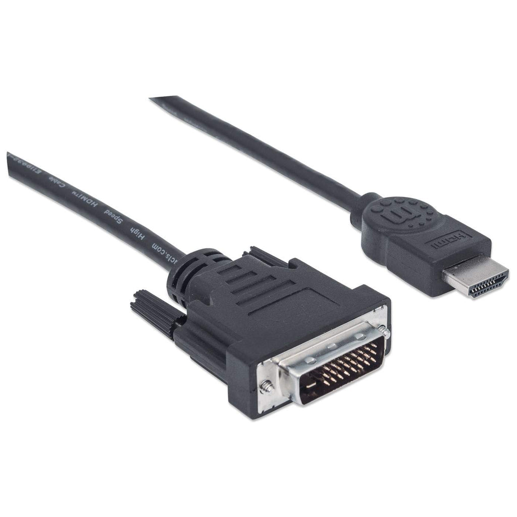 Manhattan Cable HDMI a DVI-D 24+1, 1,8 m, macho a macho, negro, Dual Link, compatible con DVI-D, garantía de por vida, equivalente a HDMIDVIMM6 Cable Derecho Derecho Oro 1,8 m