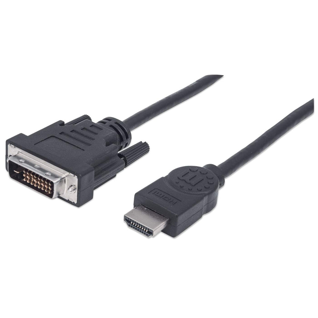 Manhattan Cable HDMI a DVI-D 24+1, 1,8 m, macho a macho, negro, Dual Link, compatible con DVI-D, garantía de por vida, equivalente a HDMIDVIMM6 Cable Derecho Derecho Oro 1,8 m