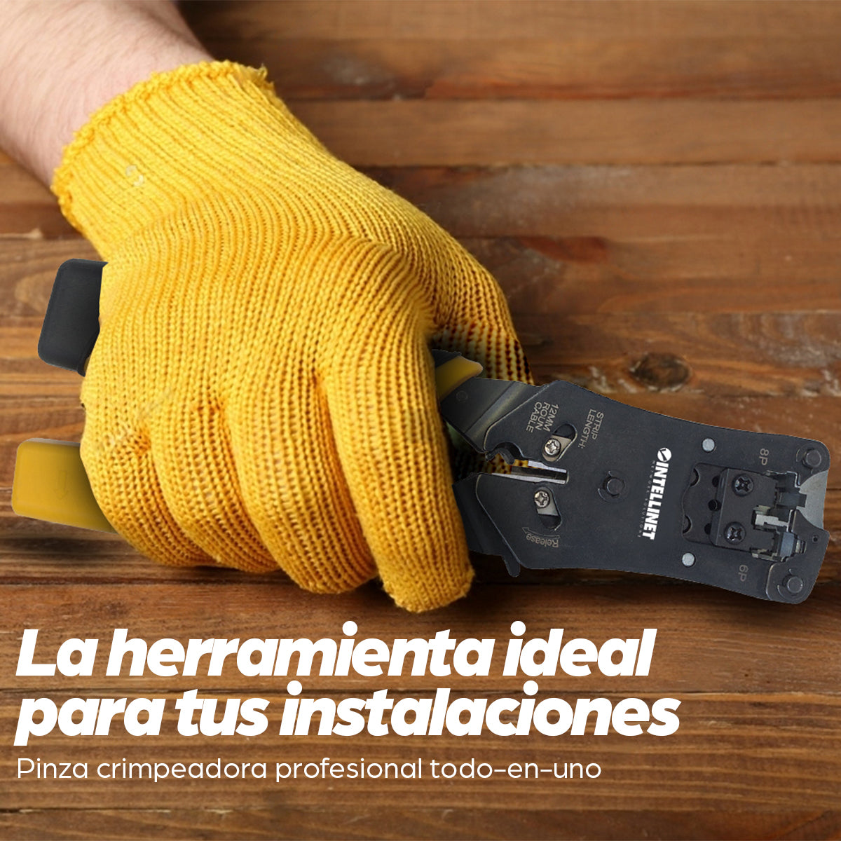 Intellinet Pinza Crimpeadora Universal de Plugs Modulares y Probador de Cables crimpadoras 80 mm 220 mm 25 mm 513 g