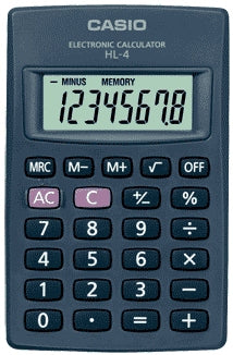 Casio HL-4 calculadora Bolsillo Pantalla de calculadora Negro, 8 dígitos
