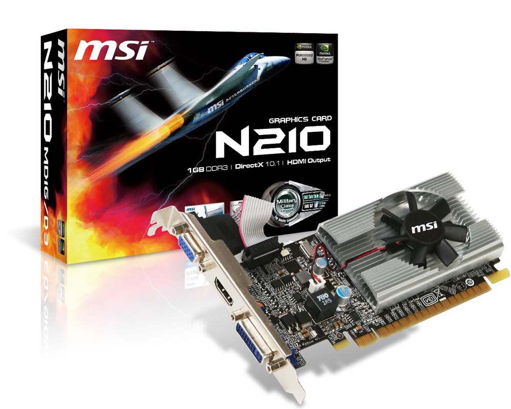 MSI GeForce N210-MD1G/D3 tarjetas gráficas NVIDIA GeForce 210 589 MHz 1 GB