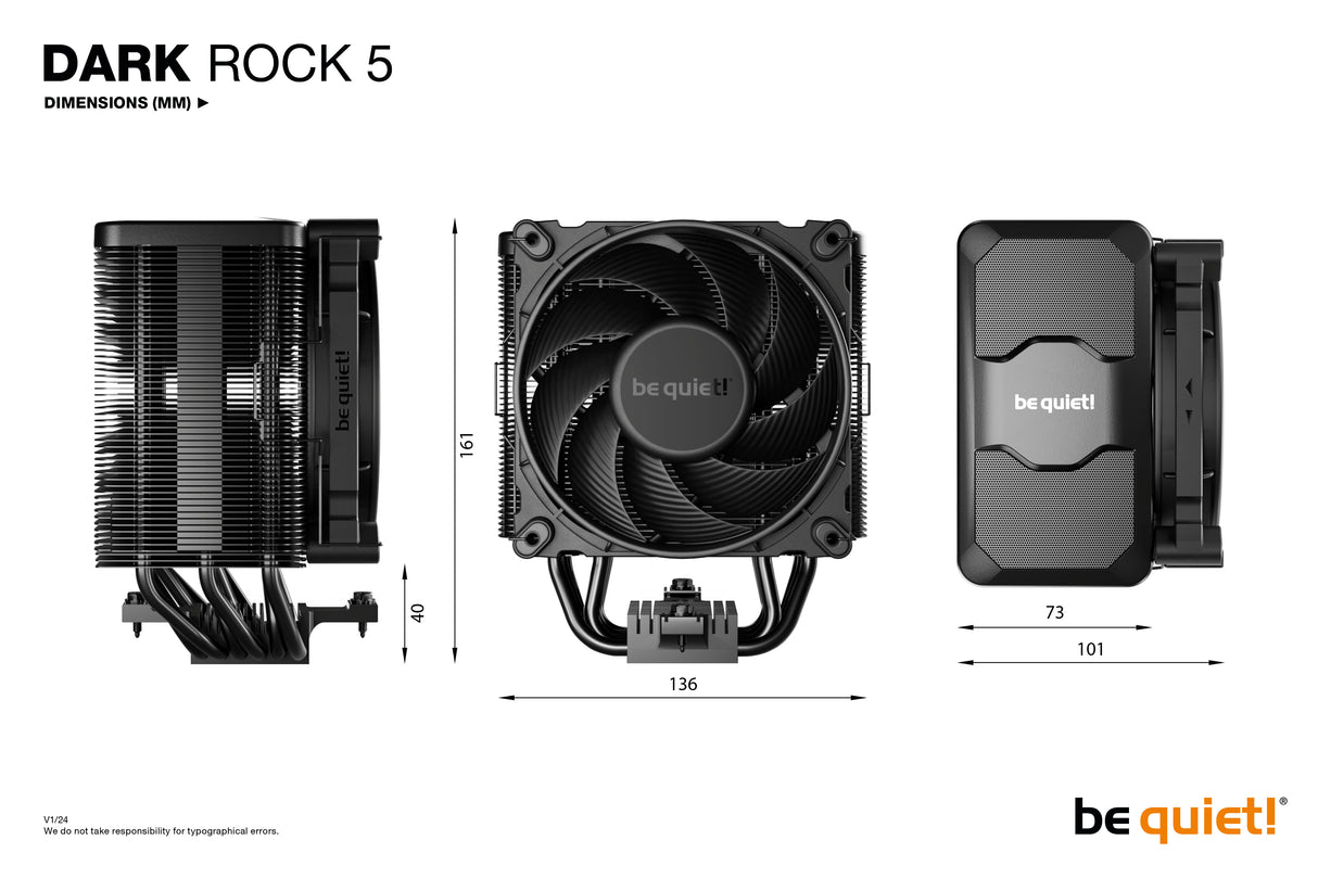 be quiet! DARK ROCK 5 sistemas de refrigeración para ordenadores Procesador Refrigerador de aire 12 mm 2100 RPM