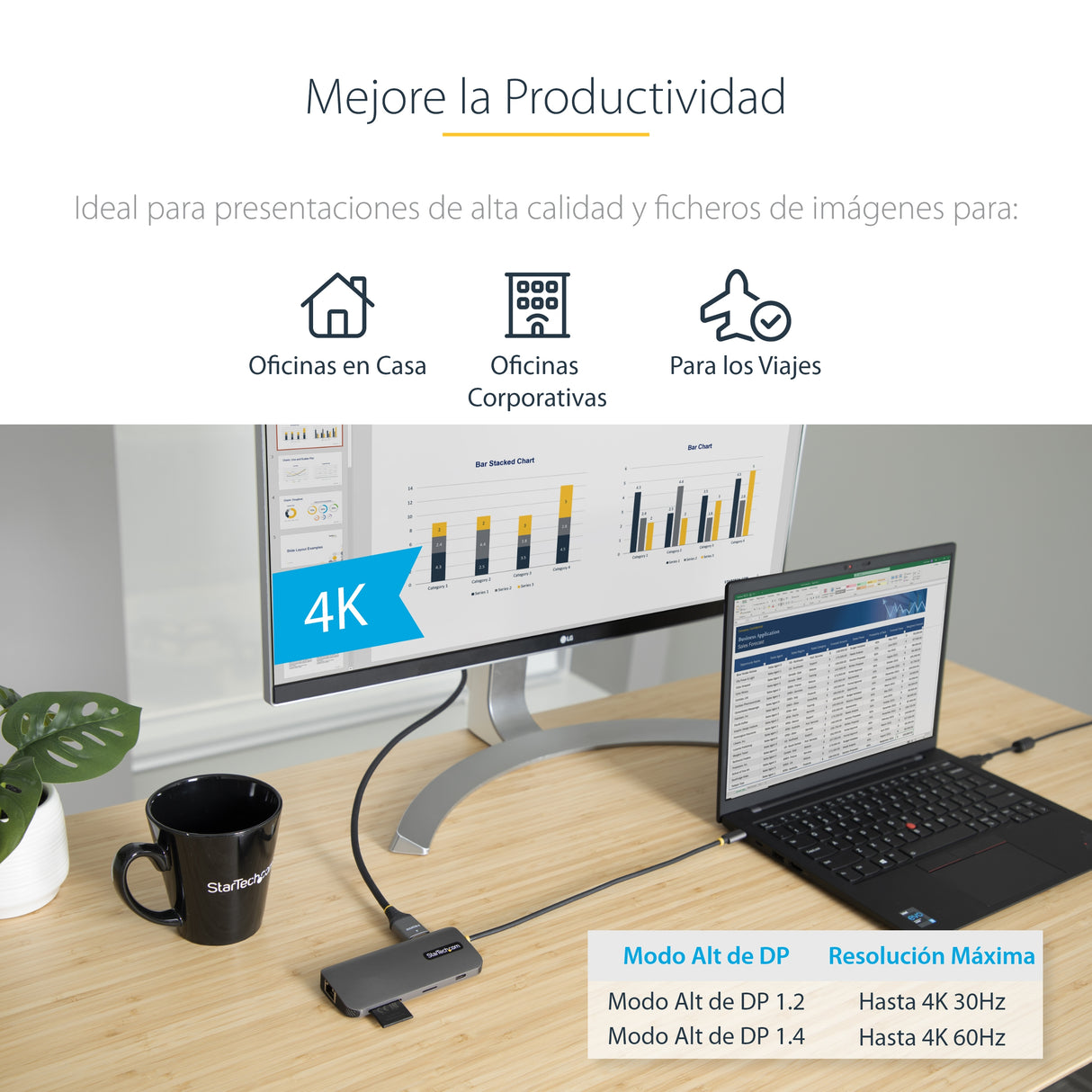 StarTech.com Adaptador Multipuertos USB C de Vídeo 4K a 60Hz, con Hub de 3 Puertos USB-A de 5Gbps, Entrega de Alimentación USB de 100W, Red Ethernet, SD/microSD, Cable de 30cm Laptop Alámbrico USB 3.2 Gen 1 (3.1 Gen 1) Type-C 3 1