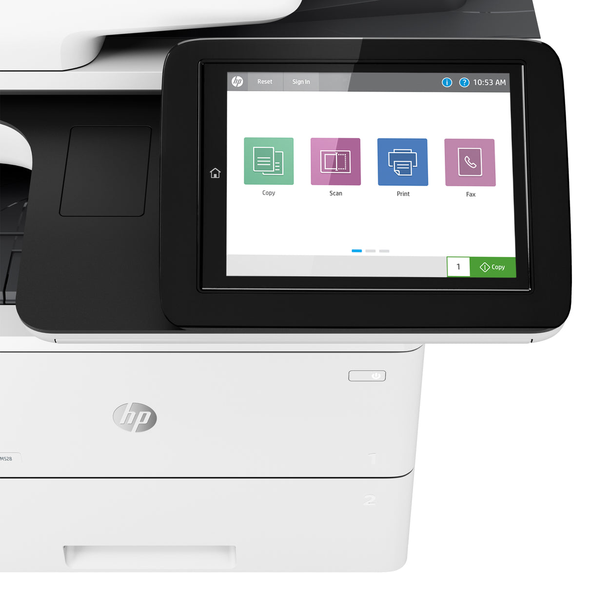 HP LaserJet Enterprise M528dn Conexiones inalámbricas Multifunction Blanco y negro Impresora, Copiadora, escáner; Doble cara