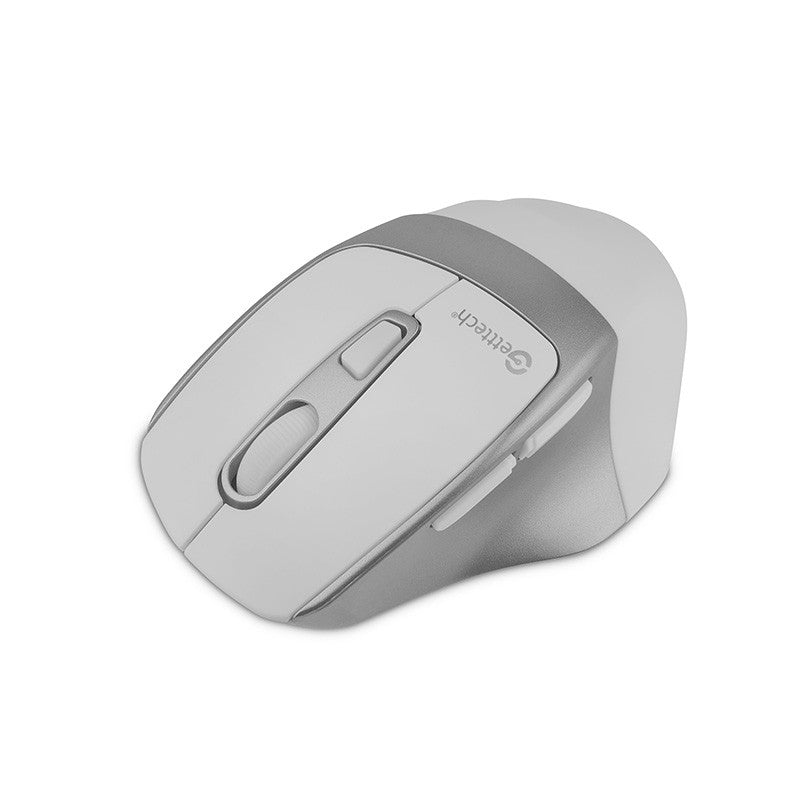 Getttech GGM-STDBW-01-WH ratón Oficina Diestro RF inalámbrico + bluetooth 7200 DPI, Plata, Blanco