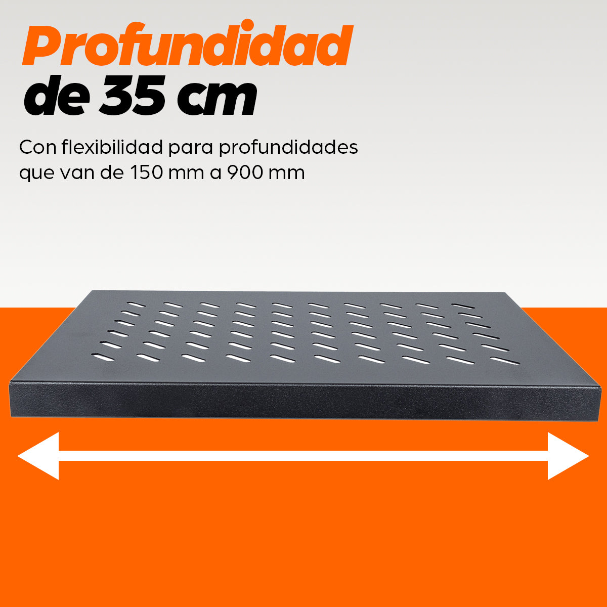 CHAROLA GABINETE 19", 1U, FIJA, 35CM, VENTILADA, 50KG