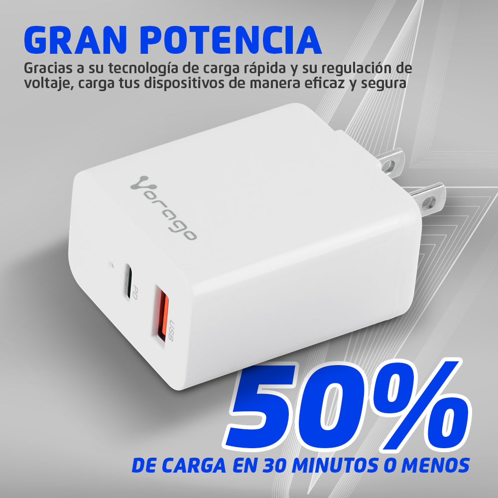 Vorago AU-350-WH cargador de dispositivo móvil Universal Blanco Corriente alterna Carga rápida Interior