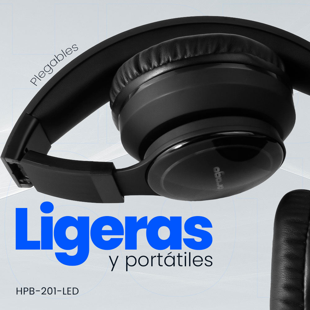 Vorago HPB-201-LED auricular y casco Auriculares Inalámbrico Diadema Llamadas/Música Bluetooth Negro