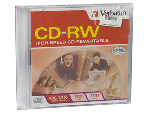 CD-RW Verbatim 700MB 80Min 12X Caja Slim 1 pieza - Grabación de datos de alta velocidad