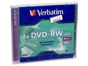 DVD-RW Verbatim 4.7GB 4X 1 Pieza, Doble Capa, Superficie Grabable