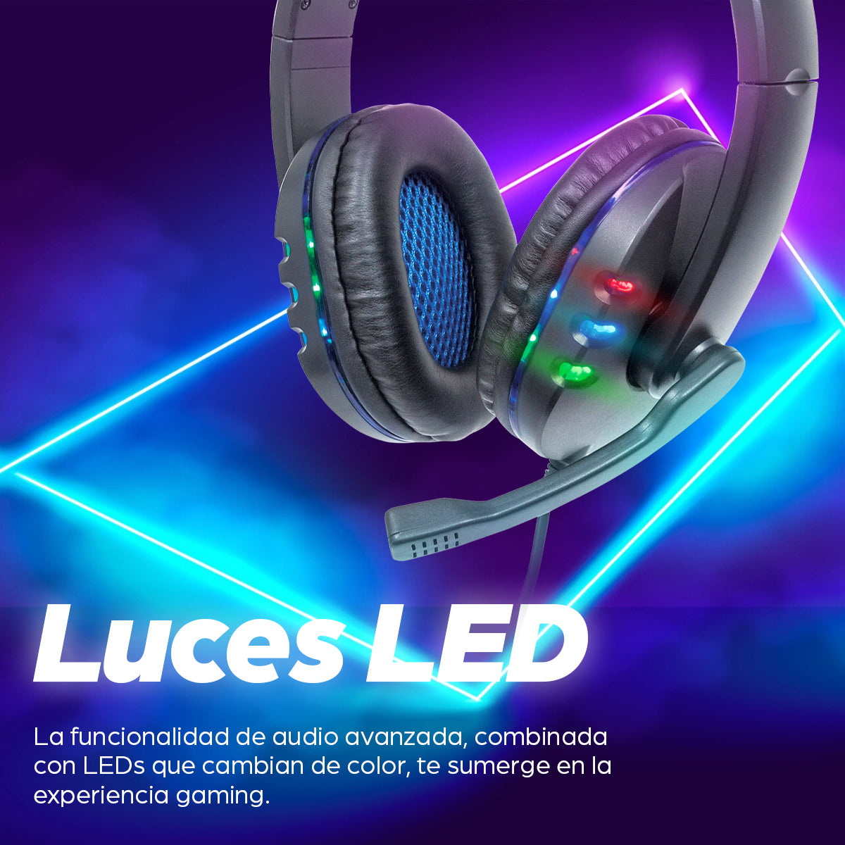 Manhattan Audífonos USB para videojuegos, con luces LED Auriculares Auriculares Diadema Llamadas/Música Binaural