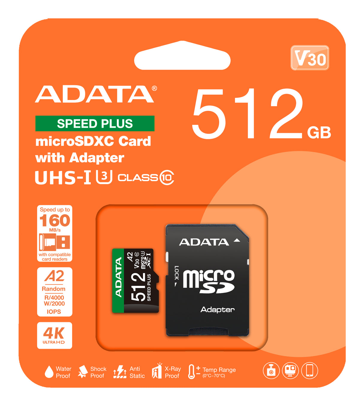 ADATA Speed Plus Memoria Flash 512 GB MicroSDXC 180 MB/s 160 MB/s