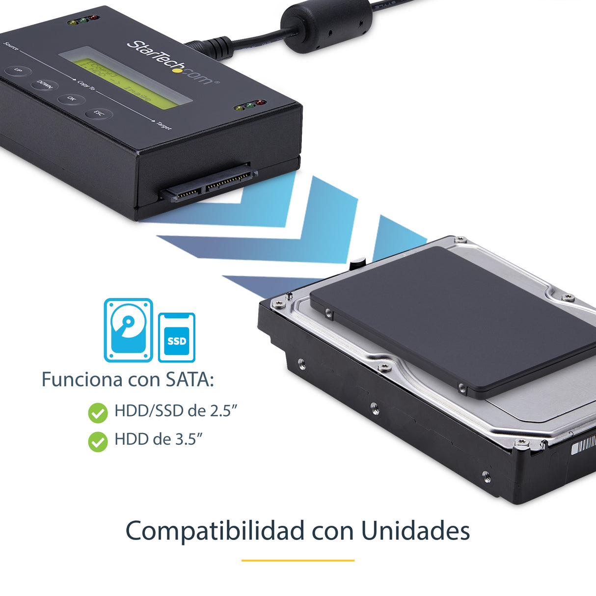 StarTech.com Duplicador Clonador Autónomo de Discos Duros o SSD SATA 1:1 con Gestor de Imágenes de Disco - para Copias d