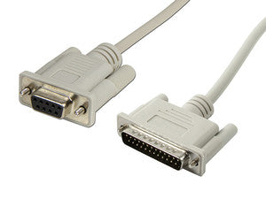 Cable Null Modem DB9 hembra a DB25 macho, 1.8m, Transferencia de Datos Serie, Conexión Serial RS-232