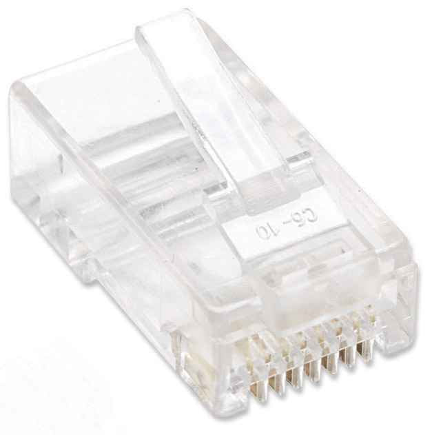 502399 - Intellinet PLUG RJ45 CAT5E SOLIDO UTP BOTE 100 PZAS ORO 15-MICRAS conectores RJ-45 Transparente Policarbonato Cat5e